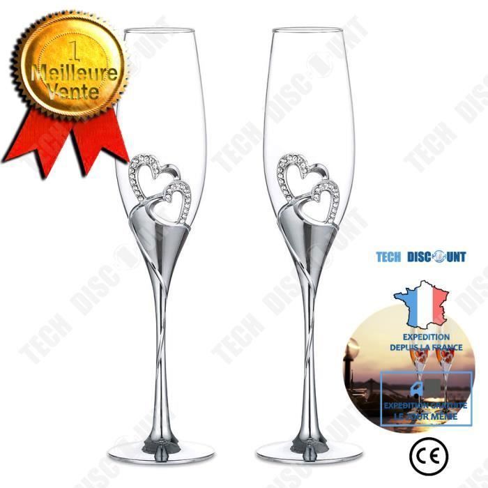 TD® 1 Groupe (2) Champagne Coupe, Verre À Vin Rouge, Cadeau De Mariage (Flûtes à champagne 1#)