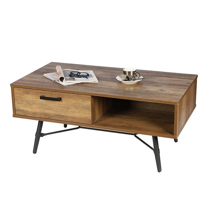 Table basse 1 tiroir pieds métal Hampton