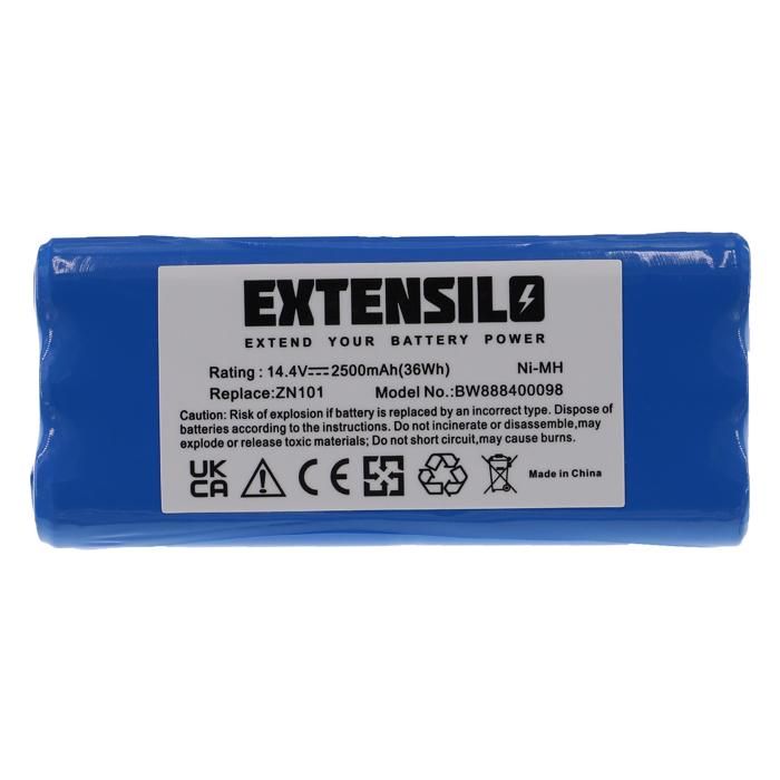 EXTENSILO Batterie compatible avec Taurus Aspirateur Striker Mini T270 aspirateur, robot électroménager (2500mAh, 14,4V, NiMH)