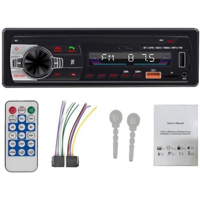 QQ39309-Autoradio Bluetooth Autoradio Radio FM Aux EntréE RéCepteur SD USB 12V In-Dash 1 Din Voiture MP3 Lecteur MultiméDia Port I