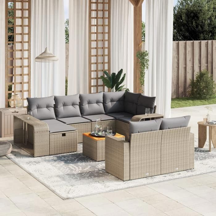 vidaXL Salon de jardin 11 pcs coussins résine tressée - vue 5