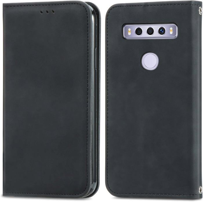 Housse Portefeuille En Cuir Premium Pour TCL 605 - Anti-choc, RFID, Support Intégré - Noir, Rose, Bleu Et Autres Coloris