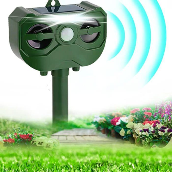 Répulsif Chat Ultrason 2 Pièces Étanche IP65 - Fréquence Réglable Animaux Errants Pigeons Cerfs