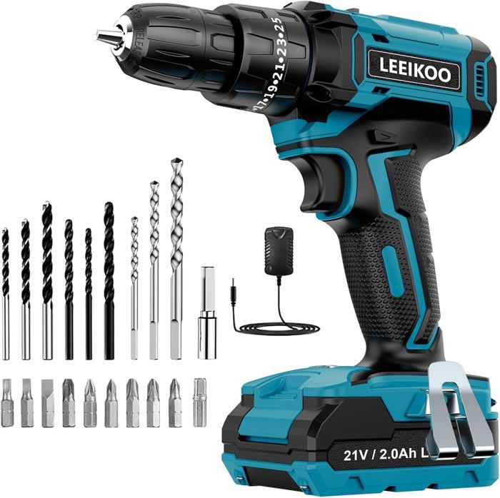 Perceuse Visseuse Sans Fil 21V, Bravolu Visseuse Devisseuse Sans Fil Avec 2 * 1.5AH Batteries, Perceuse Électrique Couple 18 3, 45Nm Max, 2 Vitesse Variable Pour Perçage Bois Métal