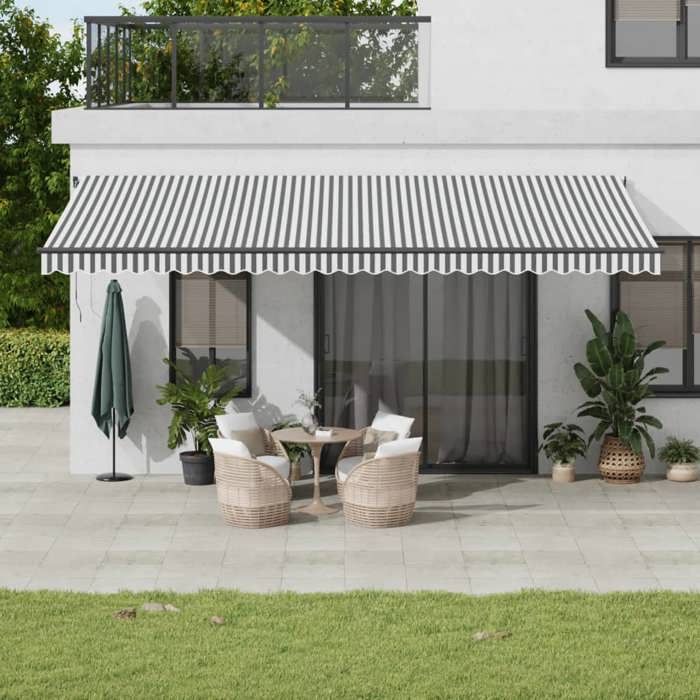 vidaXL Auvent manuel rétractable avec LED anthracite blanc 600x350 cm auvent auvent de porte auvent de jardin store 3215821