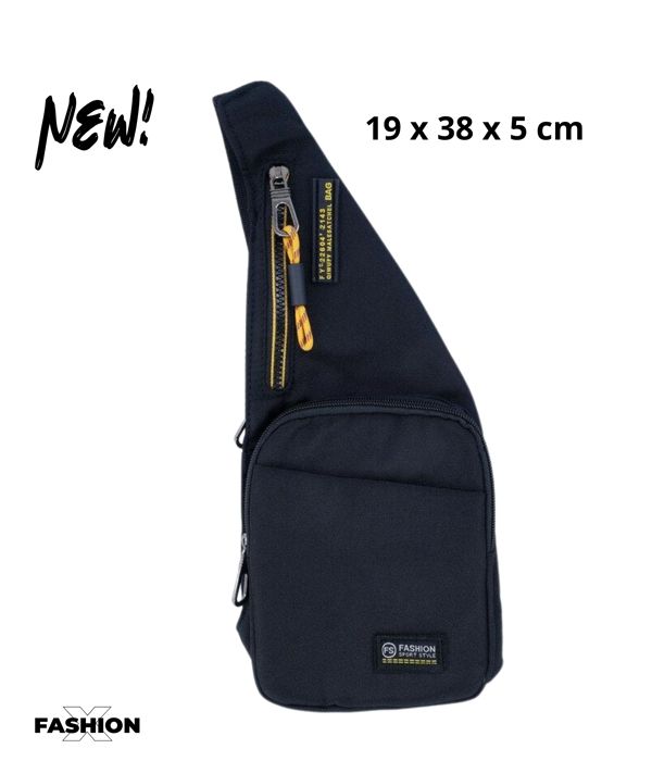 Sacoche homme - JCL - Multi-poches - Noir - Bandoulière réglable - 100% nylon