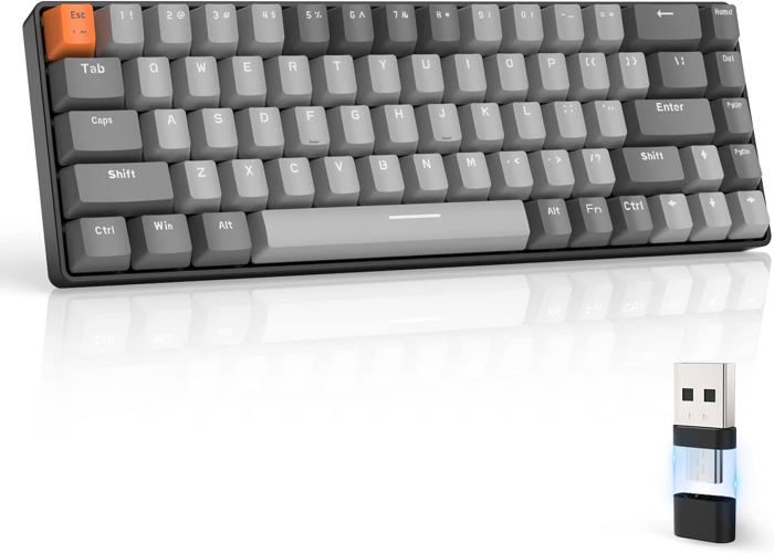 RK68 Clavier Gamer sans Fil Clavier Mecanique Gaming 60% Apex Pro Mini Double Mode Bluetooth 5.0/2.4Ghz Hot Swappable