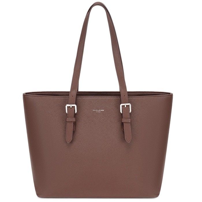 Sac à Main Cabas - David Jones - Fourre-Tout Femme Grand Format A4 - Cours Lycée Travail Sac Shopping Porté Epaule Cuir PU - Marron