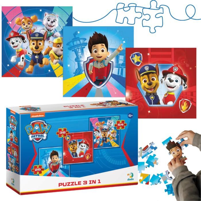 Puzzle 3 en 1 Paw patrol - Spécialiste des plus grandes marques de jeux