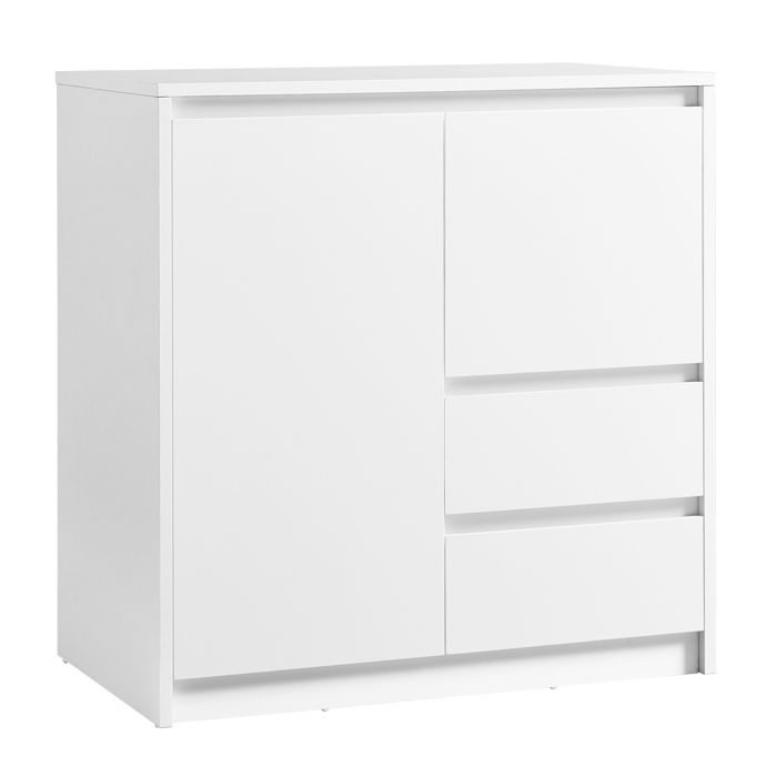 Buffet avec Porte et Étagère Réglable en Hauteur 2 Tiroirs Moderne 40 x 70 x 745 cm Blanc Nuage