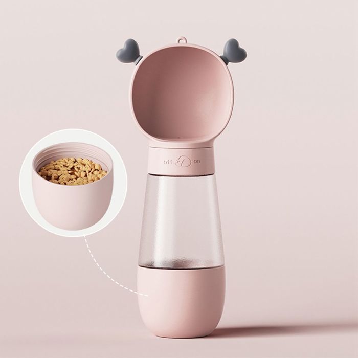 Bouteille deau 2 en 1 pour chien bol de 200 ml + bouteille deau de 350 ml distributeur deau portable (rose)