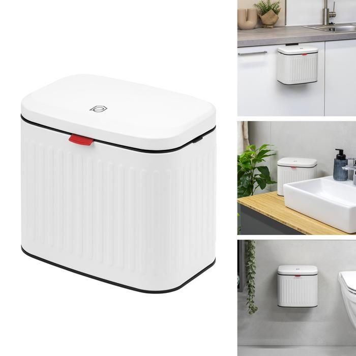 eluno Poubelle poubelle de cuisine et de salle de bain 3 litres blanc