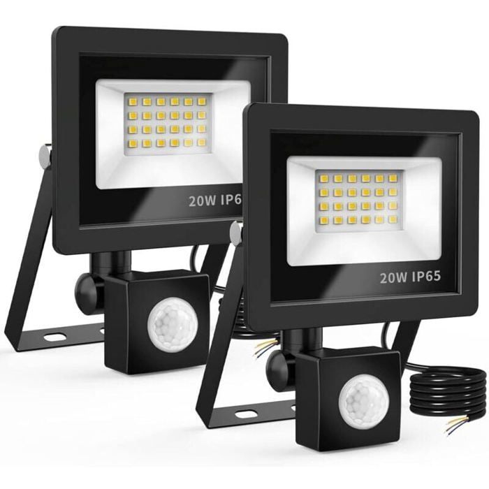 Projecteur LED Exterieur Detecteur de Mouvement 20W 24 LED Projecteur IP65 Etanche Eclairage Exterieur 6500K 220v Spot pour Jardi