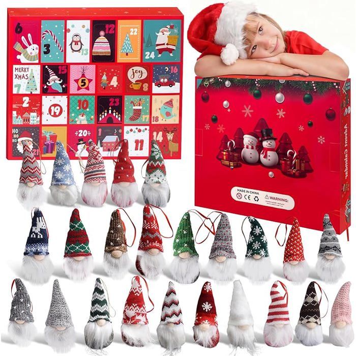 Calendrier De L'Avent à Remplir 2025 - 24 Poches Tissu Avec LED Et Accessoires Pour DIY Noël