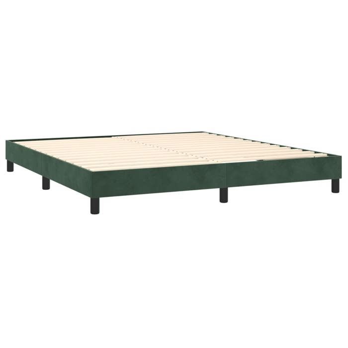 Structure de lit à ressorts - UU - 160x200 cm - Vert foncé - Velours - Pieds robustes - Lattes de contreplaqué