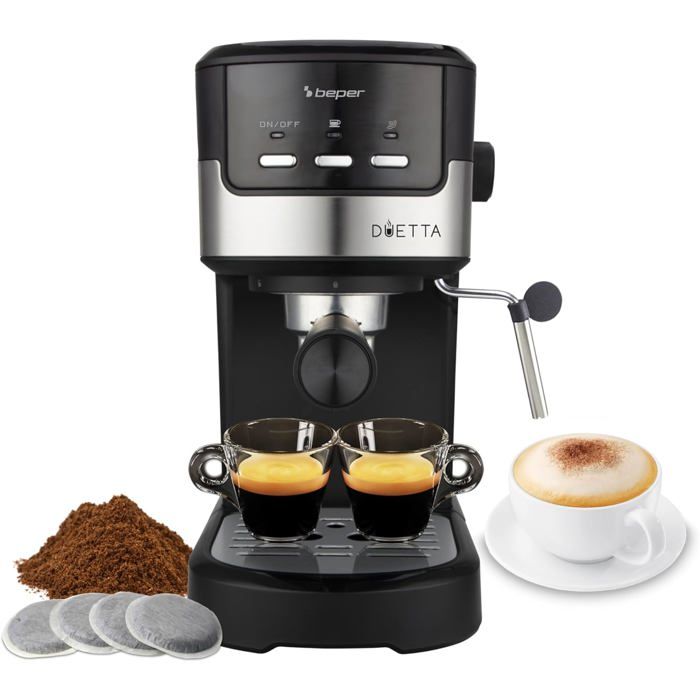 Machine expresso - TURBIX - Duetta - 15 bars - 1100 W - Compatible dosettes et café moulu - Turbix