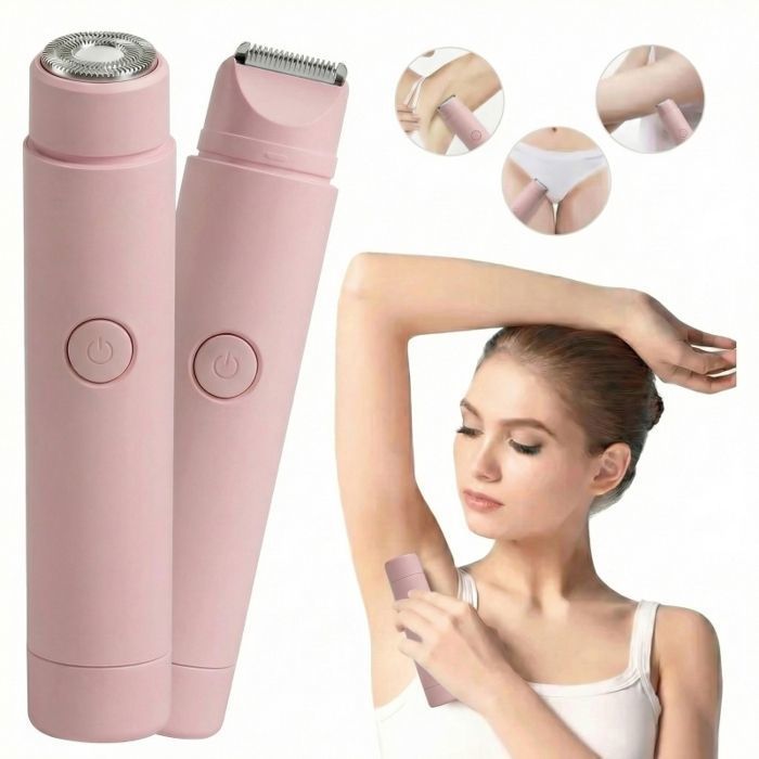 Epilateur Electrique 2 en 1 Rasoir Electrique Femme IPX7 Etanche 6800 tr/min 2 Têtes Acier Visage/Bras/Jambes/Aisselles Sac EVA