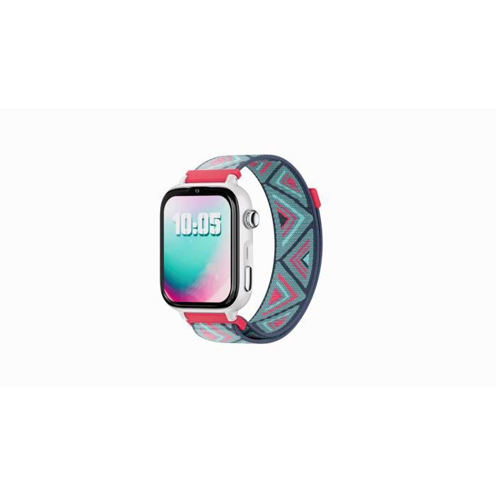 SaveFamily SaveWatch Plus 2 Montre pour Enfant GPS Appels Whatsapp App Store - Cadran Blanc et Bracelet en Tissu Tribeca