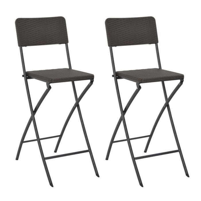 Chaises ergonomiques - Magnifique Chaise moderne de bar pliable 2 PCS PEHD et acier Aspect de rotin 45x63x114cm 4309