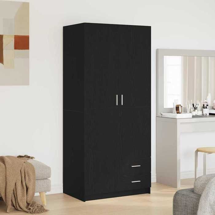 Noir Penderie de Rangement - Magnifique Garde-robe - charge 3 kg par compartiment - Chêne noir 80x52x180cm Bois dingénierie CL52456