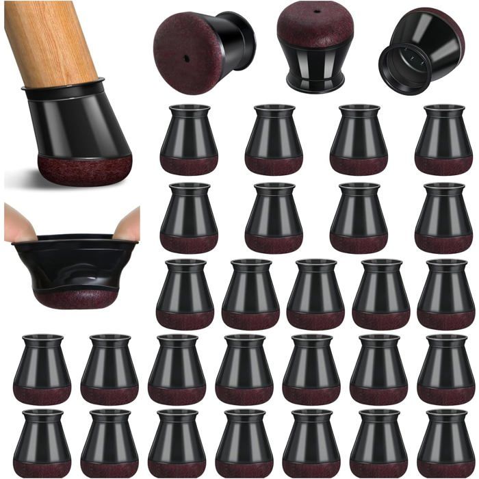 Patins de chaise en silicone - Unbrand - 32 pièces - Feutre épaissi - Noir - Réduit les rayures - Réduction du bruit