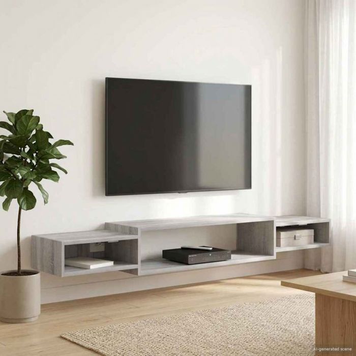 Living - meuble tv mural complet Vidaxl Meuble TV mural Montage mural Sonoma gris 180 x 28 x 21 cm