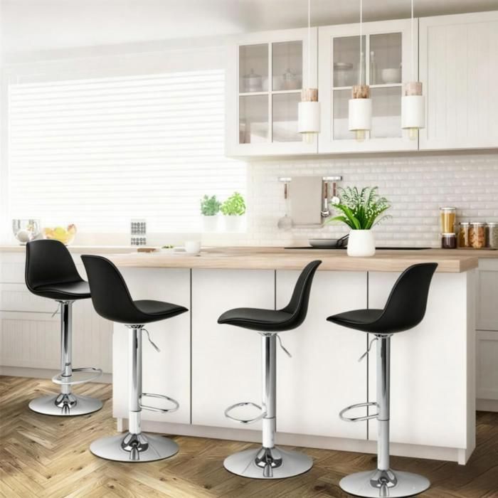 MIPAN.Lot de 4 Tabourets de Bar et Cuisine - Chaises De Bar en Noir - Hauteur Réglable(83-103cm) - Max:120Kg