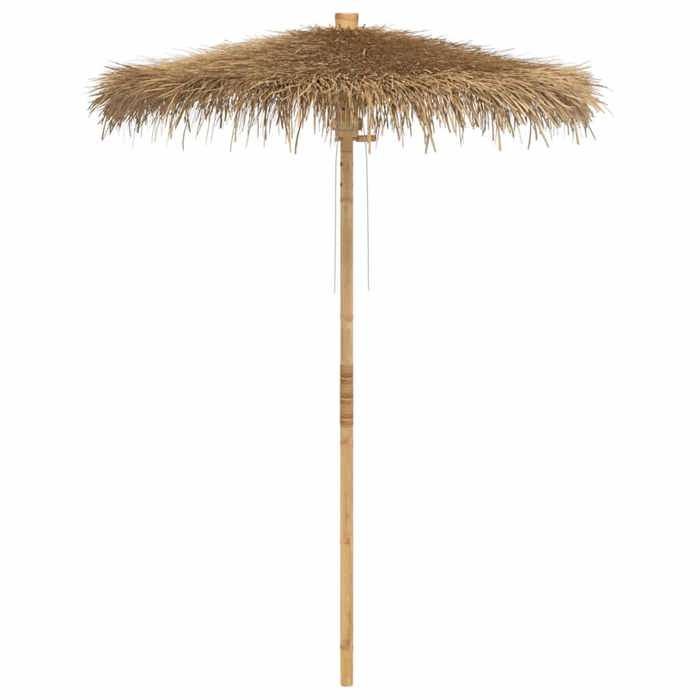 Parasol tiki avec toile en feuille de bananier - vidaXL - bambou - 180 cm - poulies manuelles 2369718