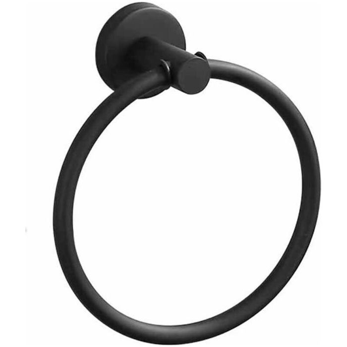 Porte-Serviettes Anneau Porte Serviettes Mural Givré Noir en Acier Inoxydable Porte Serviette Rond pour Salle de Bain Cuisine