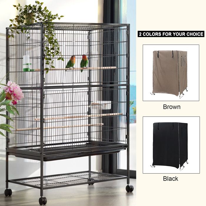 Akozon Couverture de cage à oiseaux Treillis Grande Cage à Oiseaux De Couverture Machine Cage à Oiseaux animalerie kit Brun Noire