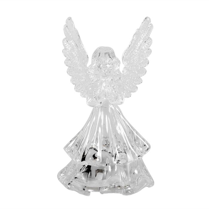 Lampe veilleuse LED en forme dange en acrylique aux couleurs changeantes et aux cristaux de glace colorés pour la décoration inté