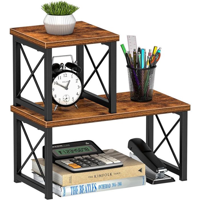 Étagère Bureau Bois Naturel - Lot 2 - Support Rangement Décoration Cuisine Salon Chambre