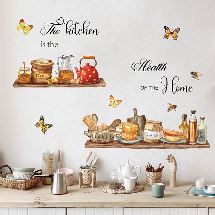 Stickers Muraux Vaisselle Cuisine ThéIèRe Vaisselle Stickers Mural  Cuisine Est La Santé de Stickers Théière de Cuisine STICKERS