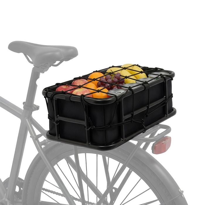 Panier de vélo arrière porte-bagages robuste en fer de qualité supérieure avec filet de sécurité et doublure épaisse 45 6x32x15cm