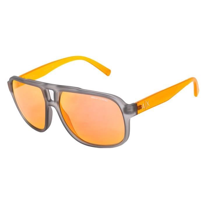 A|X ARMANI EXCHANGE Ax4104s Lunettes de soleil rectangulaires pour homme, Gris mat-rouge miroir-orange