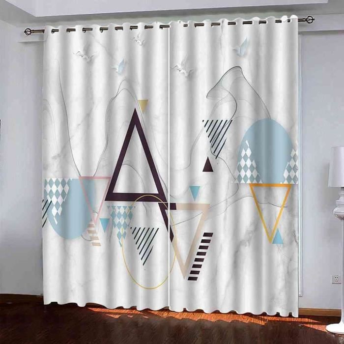 Rideaux Occultants Thermiques 2 Panneaux - Motif Plume De Paon 3D - 140x245 Cm, œillets Métalliques