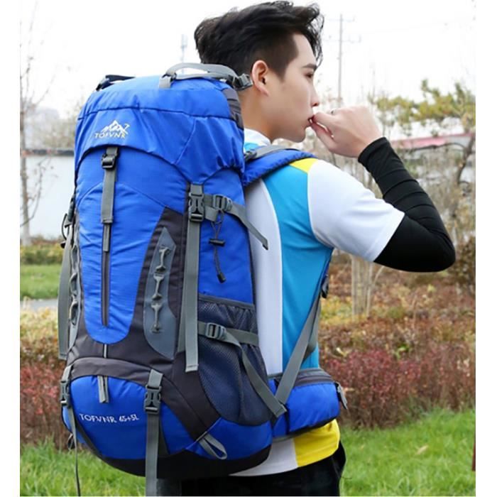 70L Bleu Camping Sac A Dos de Voyage Impermeable Sac de Sport pour Randonnee Cdiscount Sport