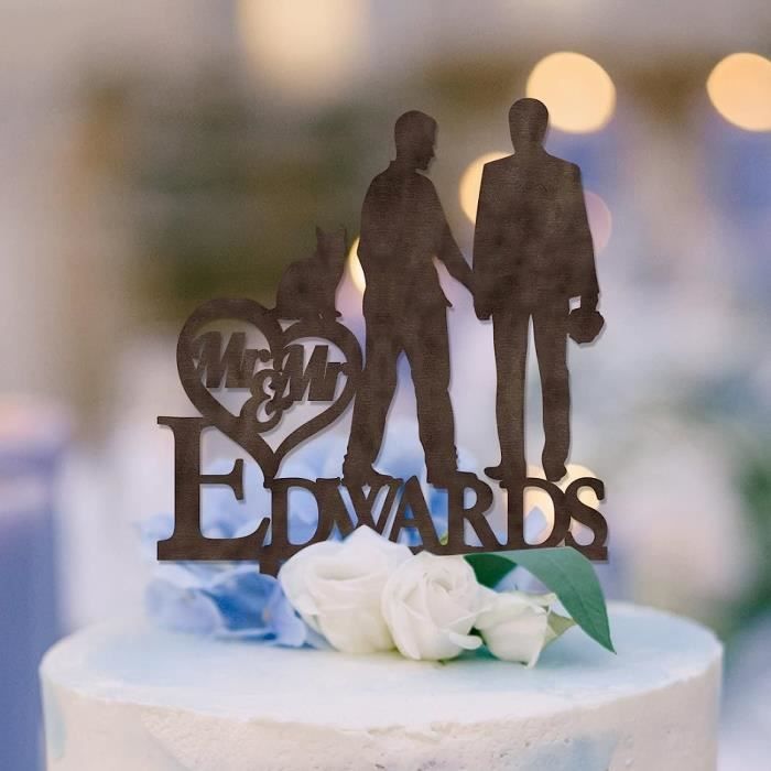 Décoration De Gâteau Mariage En Bois - Silhouette Couple Personnalisable | Fait Main, Kit Pour Anniversaire, Fête