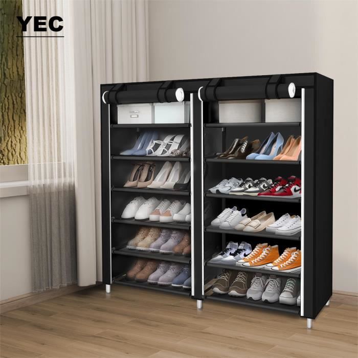 Relaxdays Meuble à Chaussures Tissu 5 Compartiments – 15 Paires – Housse Amovible Zip – Anthracite – Idéal Entrée, Cave, Dressing