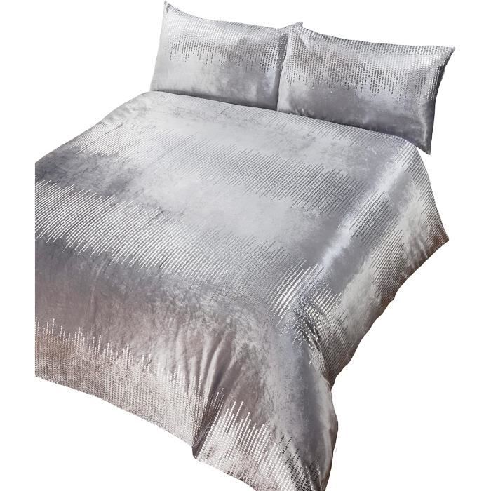 Tour De Lit En Velours Écrasé Gris Argenté - Entièrement Élastique, Adaptable Aux Lits Simple, Double, King Size, Super King Size - 6