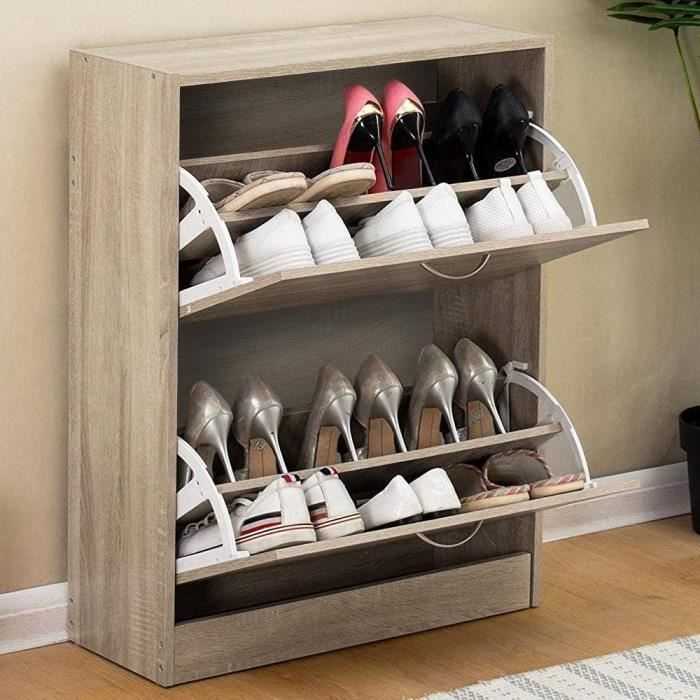 FiveWillowise Meuble à Chaussures Avec 3 Portes à Rabat, Meuble à