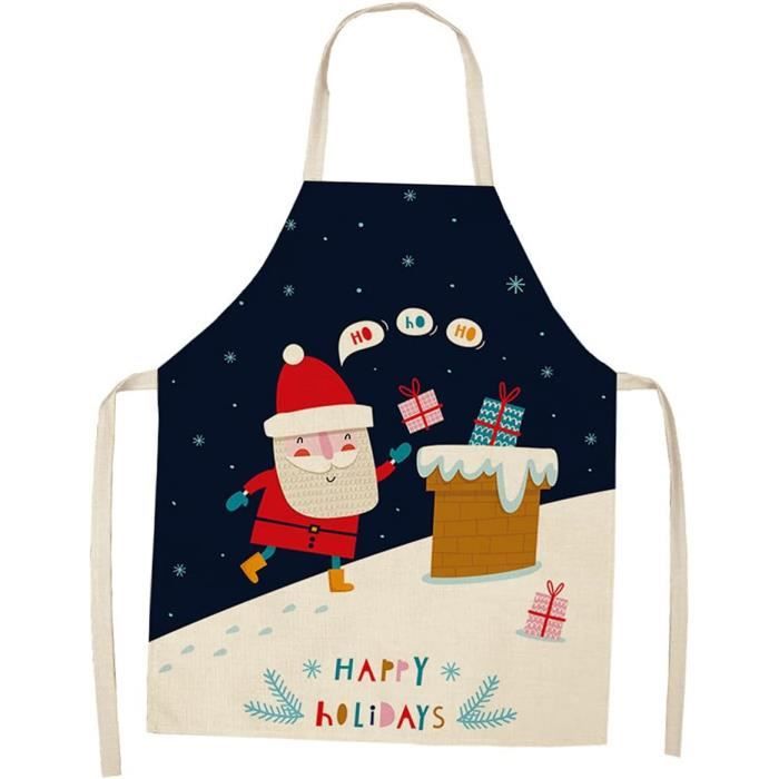 Lot De 2 Tabliers De Noël Cuisine 50x70 Cm - Rouge à Motif Lutins, Pour Femme Et Homme, Fêtes, Barbecue