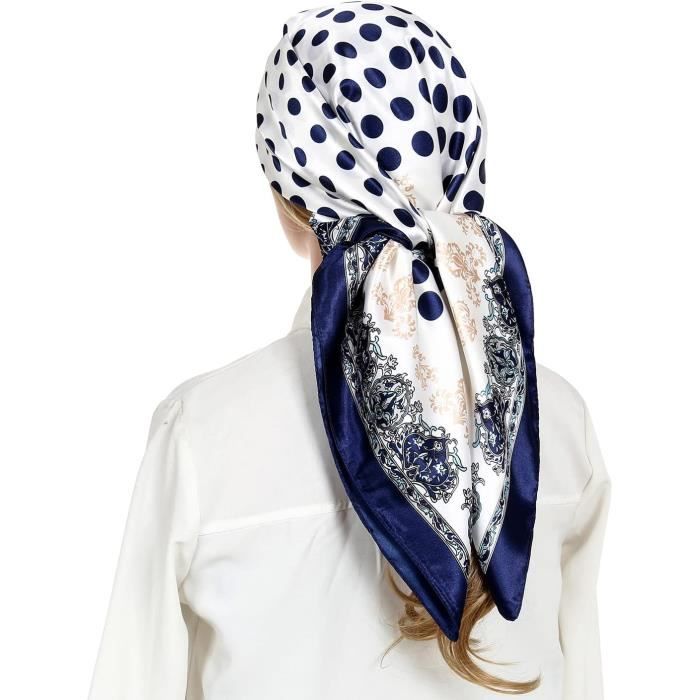 Foulard Hijab en Satin de soie imprimé pour femmes marque de luxe châle