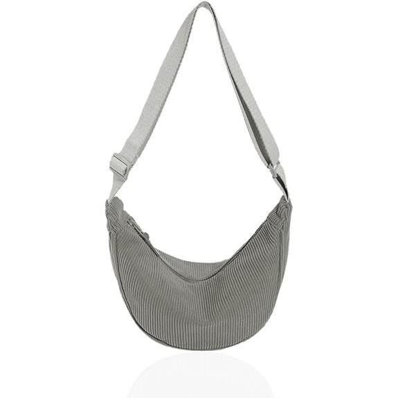 Sac Banane Velours Côtelé Femme - Sac Bandoulière Réglable Polyvalent Vert Pour Shopping, Voyage Et Quotidien
