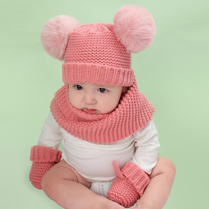 Bonnet b b hiver enfants avec mitaines ensemble bonnet chaud