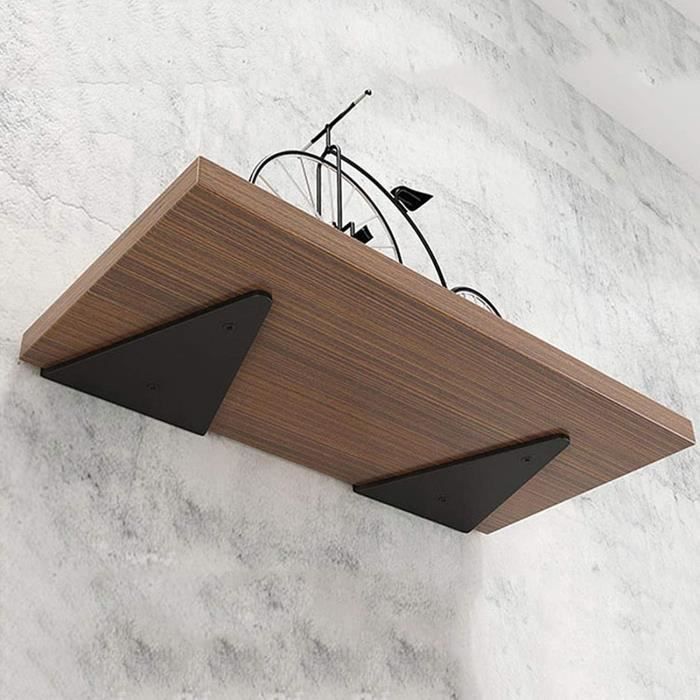 4 Pièces Support Etagere Flottante Invisible, Support Triangle Pour Etagere Murale 80 X 100 Mm, équerre Pour étagère Noirs Avec Vis Pour étagère Flottante, étagères En Bois