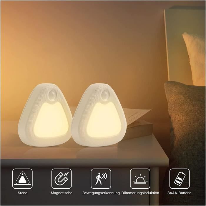 Lampe Détecteur De Mouvement Interieur, Lot De 3 Veilleuse LED Pile Veilleuse Descalier Automatiquel Pour Couloir Chambre Cuisine Placard Blanc Chaud Classe Energetique A 85339928