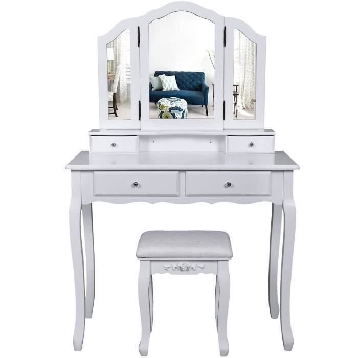Coiffeuse Avec Miroir Et Tabouret Grande Taille Achat Vente