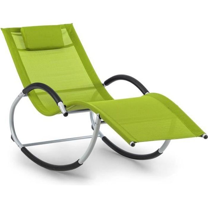 Blumfeldt Westwood Rocking Chair Fauteuil à bascule avec coussin doux amovible - cadre aluminium vert