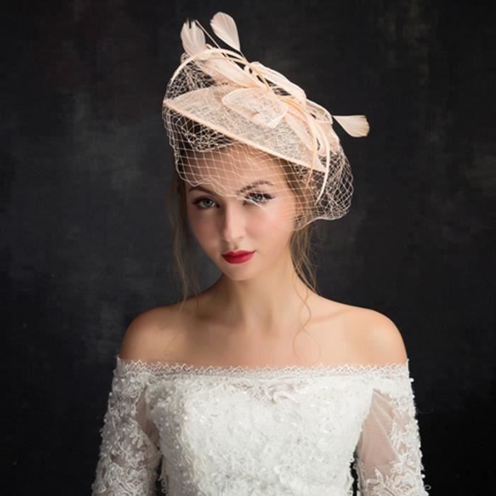 Femme Chapeau Bibi Plume Couvre-chef Vintage avec Voilette pour Mariage  Rose - Achat / Vente chapeau - perruque - Cdiscount